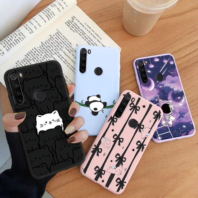 Case For Xiaomi Redmi Note 8 Pro 8T 7 7S Redmi 7 7A 9 9A 9AT 10A 9C NFC 10C Cover Black Cat Couple Fundas Cartoon Panda Shell