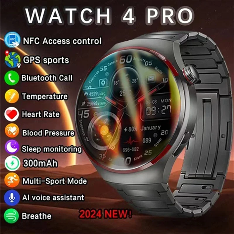 

2024 New For HUAWEI Watch 4 PRO Smart Watch Men GT4Pro AMOLED HD Screen Bluetooth Call GPS NFC Heart rate Sport SmartwatchWomen