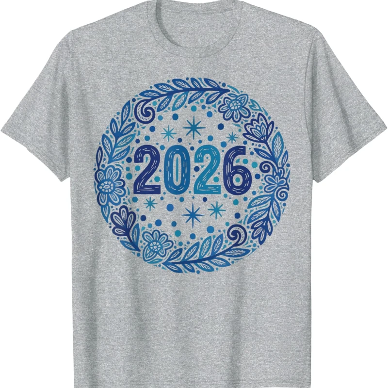 Nouvel An New Year 2026 Unisex T-Shirt Loose All-match Casual Style Crewneck Commuter Graphic Tshirts Short-sleev