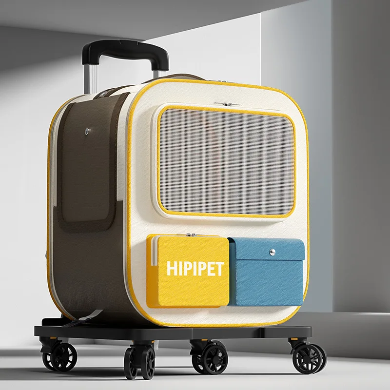 Large Capacity Pet Carrier Backpack for Cats and Dogs with Wheels Portable Travel Trolley Bag