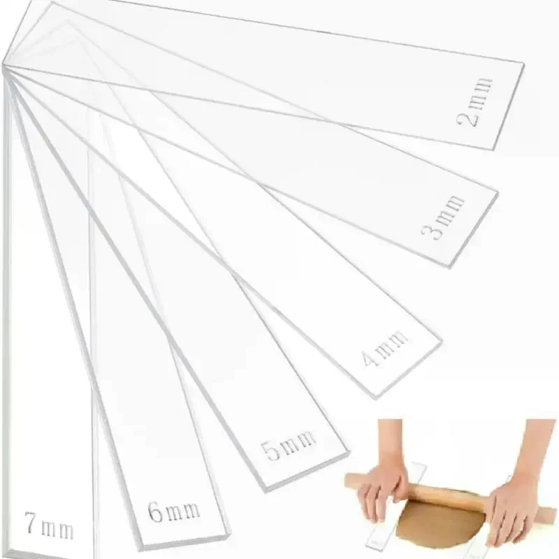 12Pcs 6 Size Acrylic Polymer Clay Depth Guide Set 234567mmAdjustable Clay Rolling Pin Guide With Protective Film For Kit