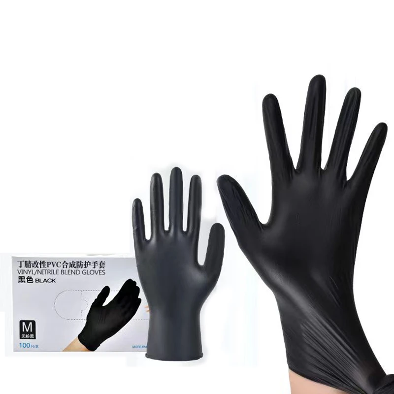 50/100pcs Tattoo Gloves Black Disposable Gloves Latex L M S Waterproof Permanent Makeup For Work Kitchen Clean Tattoo Supplies