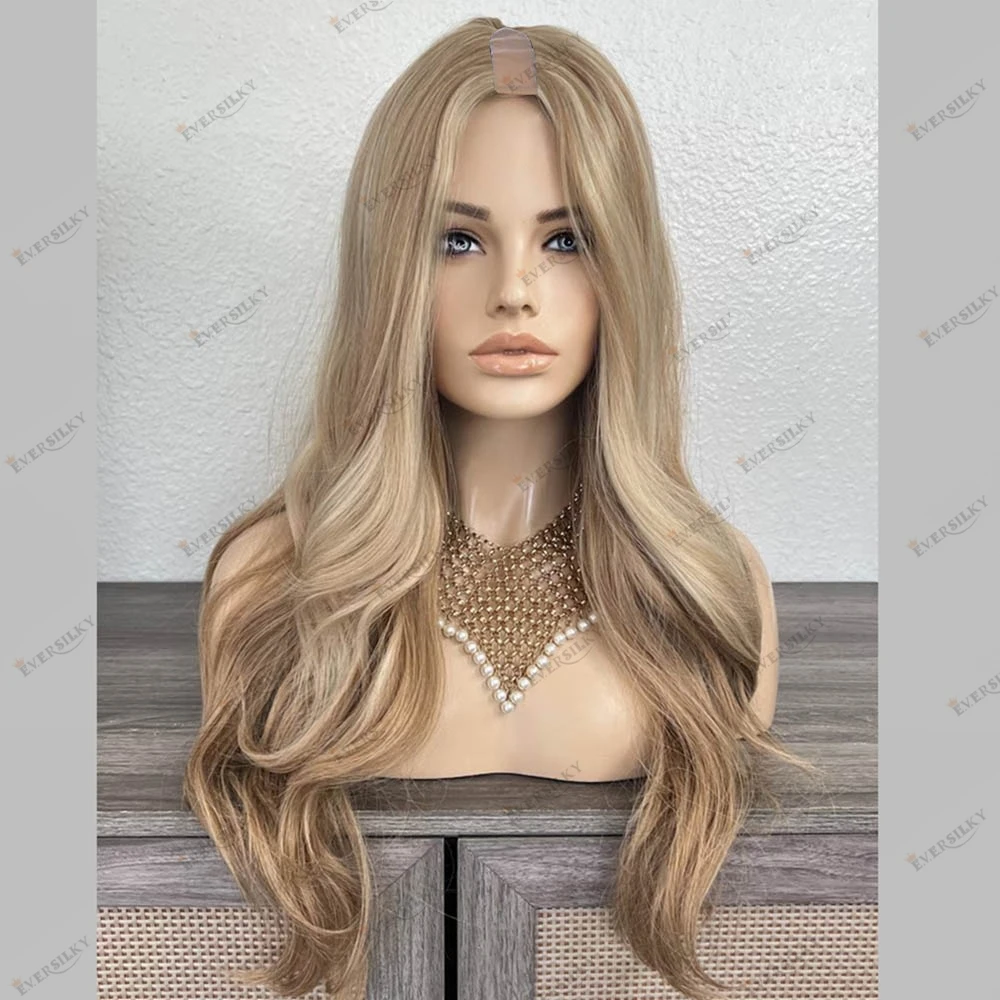

Light Roots Brazilian Human Hair Balayage Blonde Easy Install Machine Made V Part Wigs Wavy Natural Glueless Ash Blonde Highligh