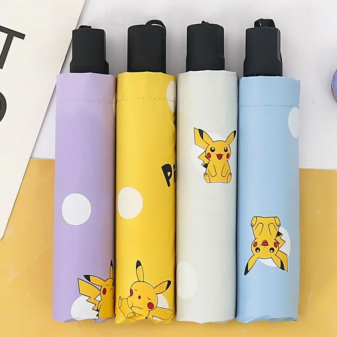 Pokemon Pikachu Automatic Umbrella Folding Sun Rain Or Shine Dual-Use Umbrella Men Women Sunshade Sun Protection UV Protection