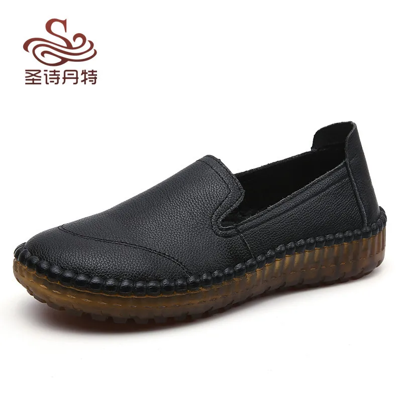 2023 Spring and Autumn New Top Layer Cowhide Lefu Shoes Flat Sole Single Shoe Slippers Lazy Shoes Female Nurse Shoes