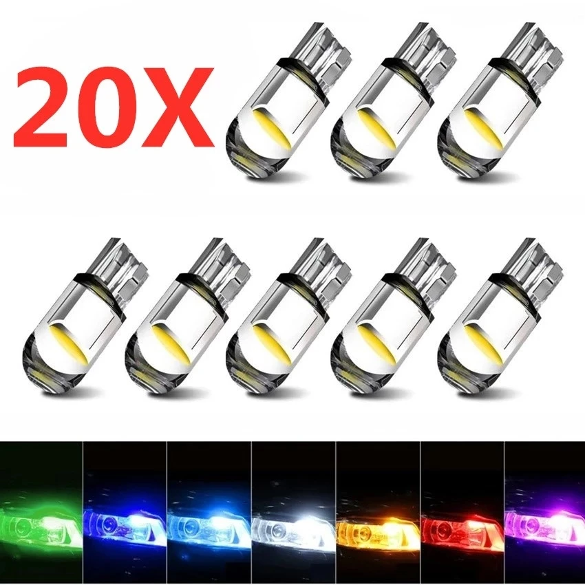 

20/10/1PCS New 2021 W5W Led T10 Car Light COB Glass 6000K White Car License Plate Lamp Dome Reading DRL