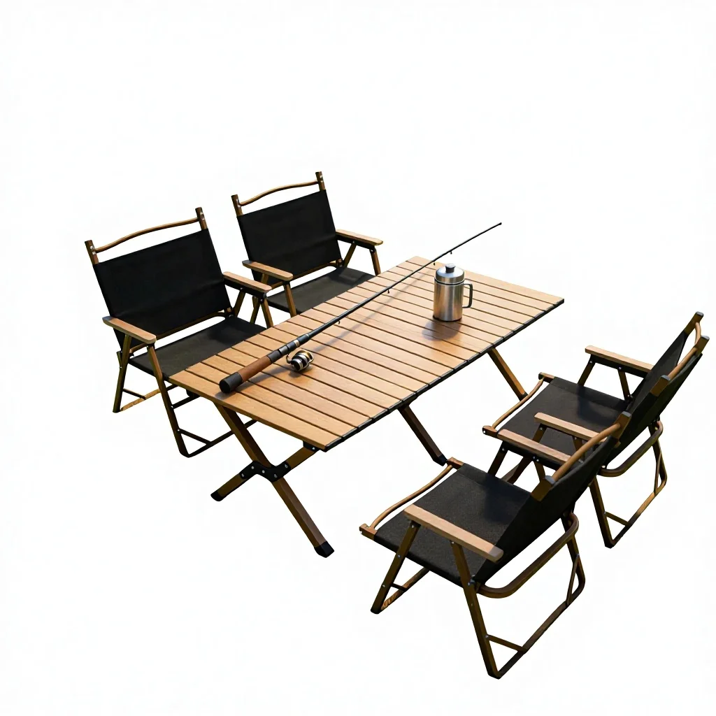 Carbon Steel Folding Table Kermit Chair Set Waterproof for Outdoor Camping Picnic Travel