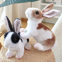 3 Colour Simulation Kawaii Realistic Rabbit Plush Toy Lifelike Animal Stuffed Doll Toys for Kids Girls Birthday Gift Room Decor