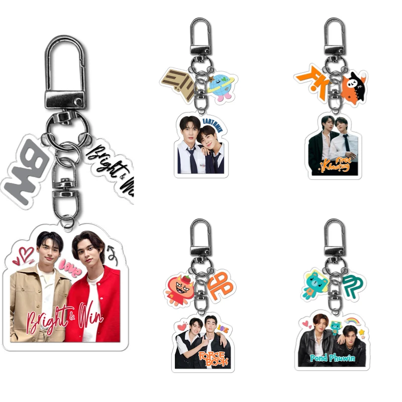 PondPhuwin Geminifourth Acrylic Keychain Thai BL Couple Characters Bag Pendant with Cute Logo Charms for Backpack Key Decoration