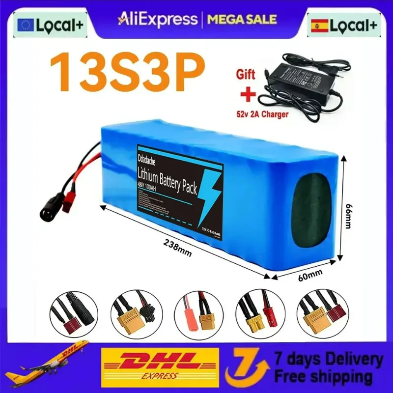 Original 13S3P 48V 100000mAh 100Ah Lithium-Ionen-Akkupack mit 1000W BMS 54,6V 18650 Lithium-Akku für Hochleistungsanwendungen