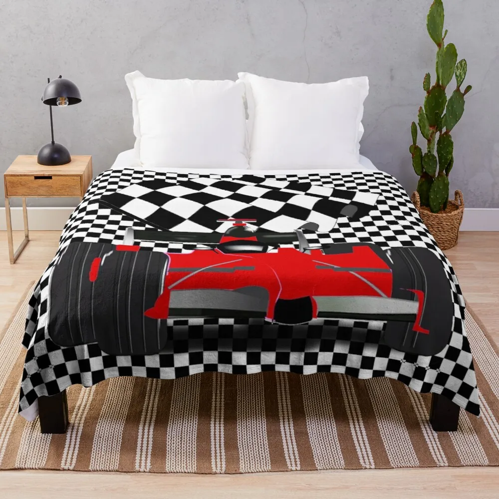 

RedRace Car with Checkered Flag Throw Blanket throw and blanket from fluff luxury blanket blanket with fur