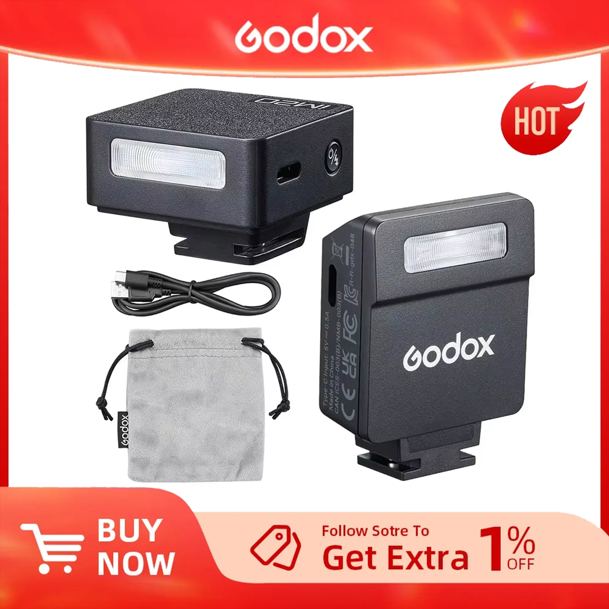 godox-さまざまなカメラモデル用の手動フラッシュホットシューマウント5つの出力レベルユニバーサルim20im22