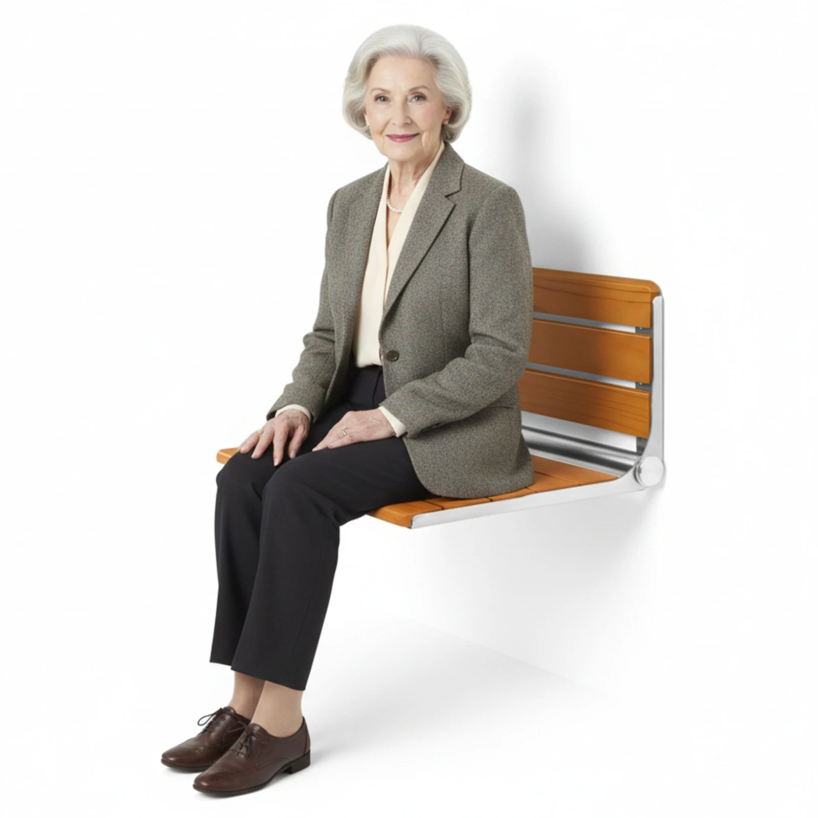 

18-дюймовая деревянная складная скамья для душа, настенное крепление, откидное сиденье для душа для домашнего ухода