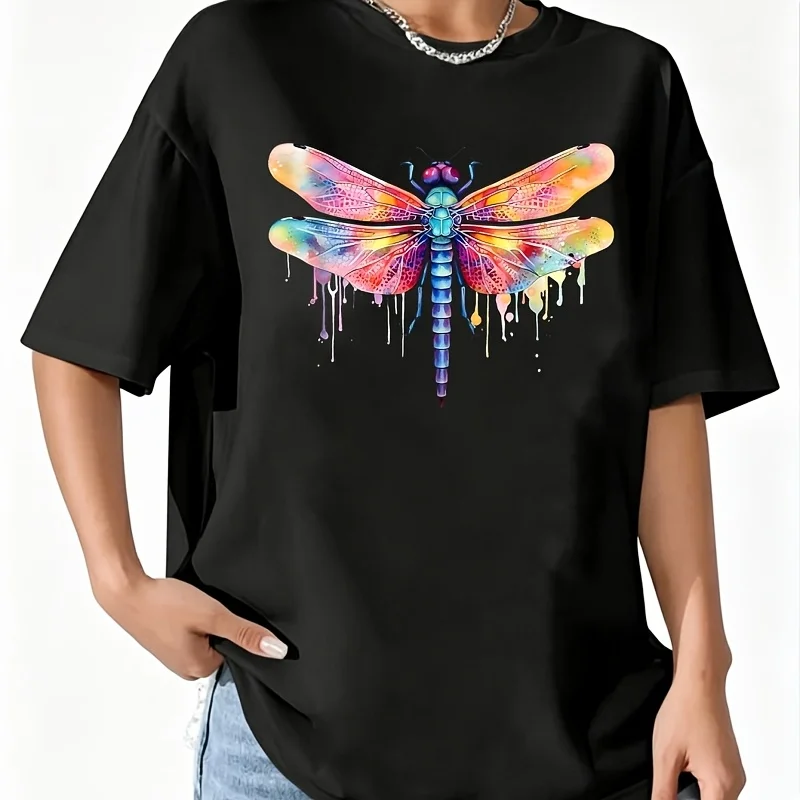 Beautiful Dragonfly Kiss Heaven Insect Lover Women's 100% Cotton T-Shirt Fun Print Short Sleeve Top Casual Round Neck Tee S-5Xl