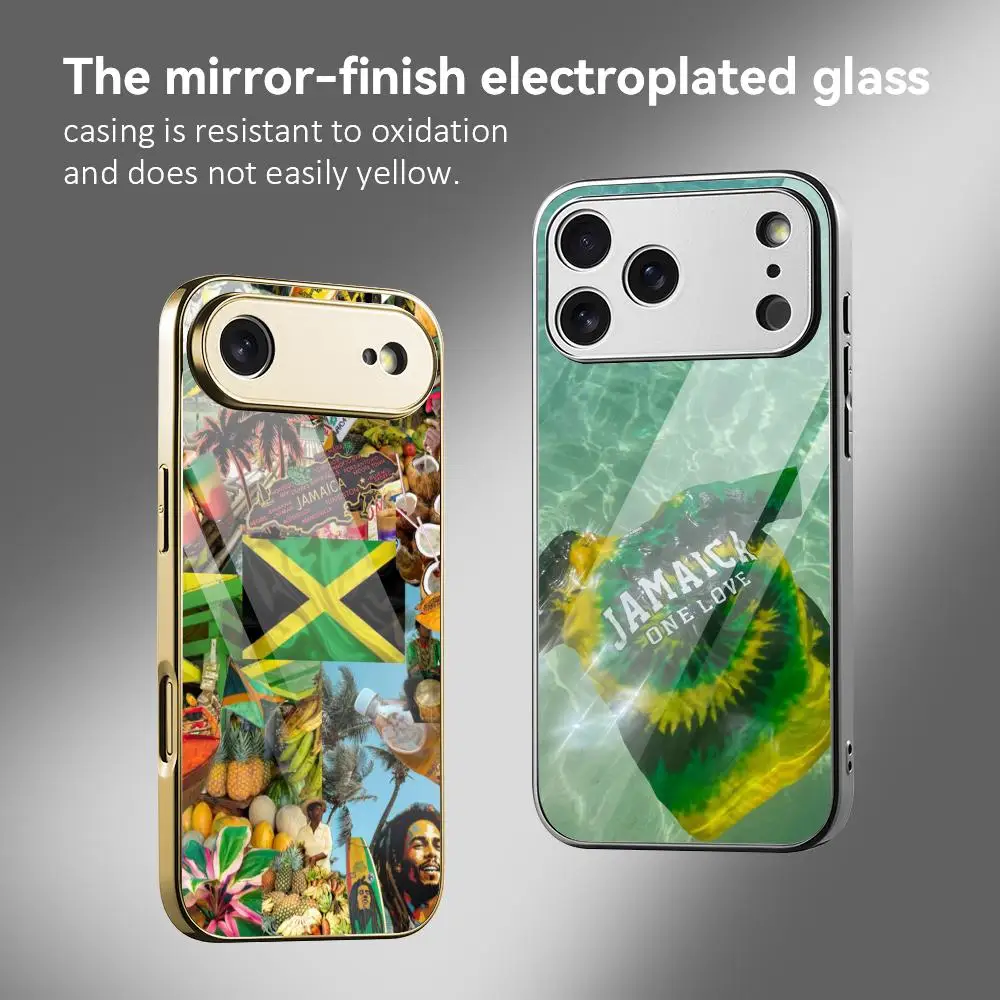 Jamaican Flag Hot Phone Case For IPhone 17 16 15 14 13 12 Pro Max Plus Electroplated Metal Bumper Shockproof Case