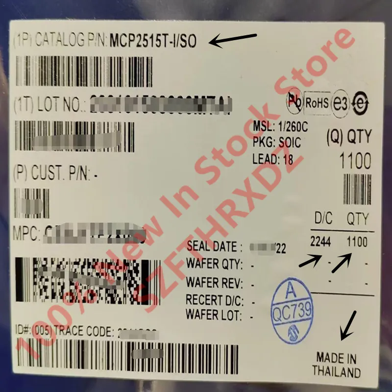 100% NEW ORIGINAL MCP2515T-I/SO SOP-18 MCP2515 SOP18 MCP2515-I/SO CAN 1Mbps Sleep/Standby 3.3V/5V Automotive AEC-Q100 18-Pin