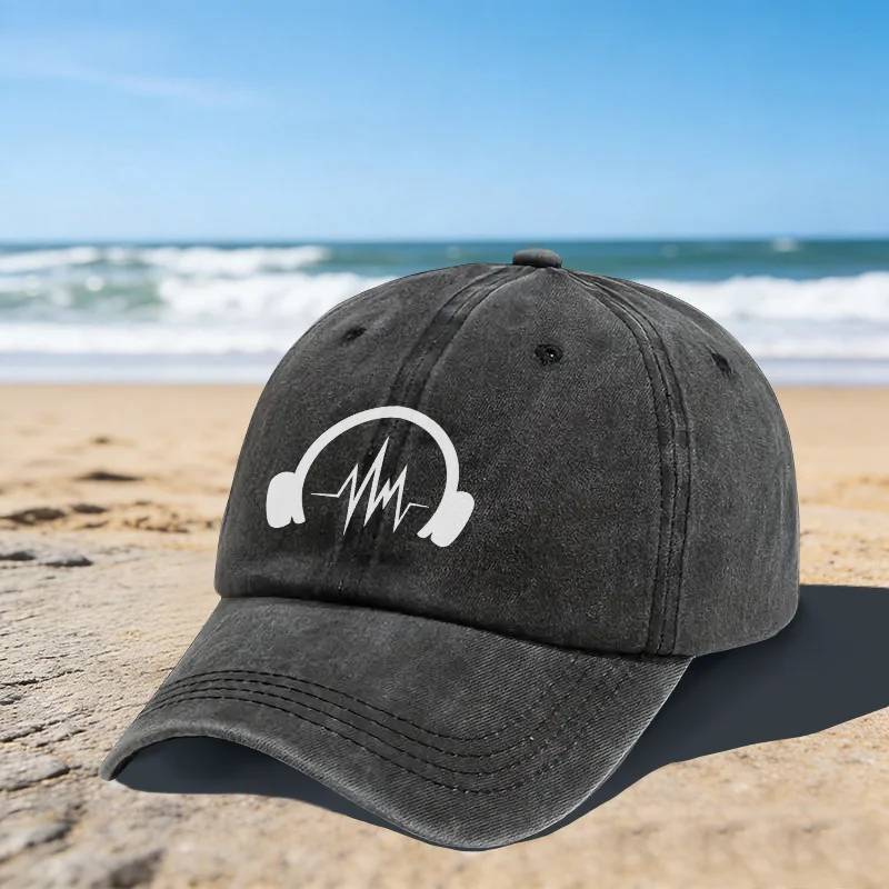 Headphone-Audio-Waveform-Print-Baseball-Cap-Unisex-Adjustable-Cotton-Cap-for-Music-Festivals-Outdoor-Sports-Daily-Wear