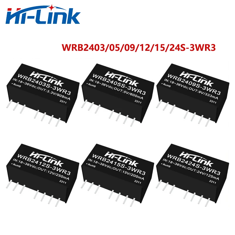 Hi-Link New 5pcs/lot Mini WRB2403/05/09/12/15/24S-3WR3 3W 3.3V/5V/9V/12V/15V/24V DC DC Converter Power Supply Intelligent Module