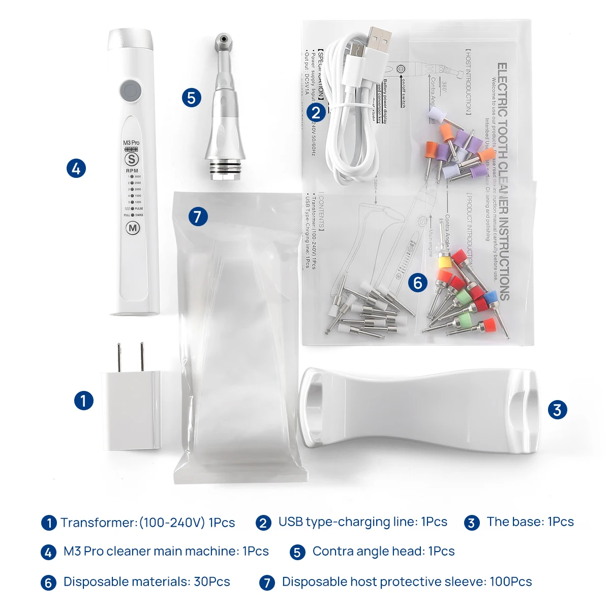 AZDENT Dental Cordless Prophy Handstück Elektrischer Zahnpoliermotor mit Prophy-Winkel Bürsten Reinigung Zahnreiniger Werkzeuge – Detail 2