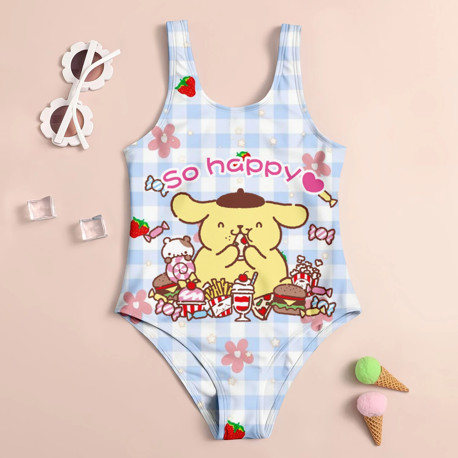 Costume da bagno per ragazze bambini ragazza estate costumi da bagno per bambini 2024 costumi da bagno per bambini da spiaggia Sanrio PompomPurin