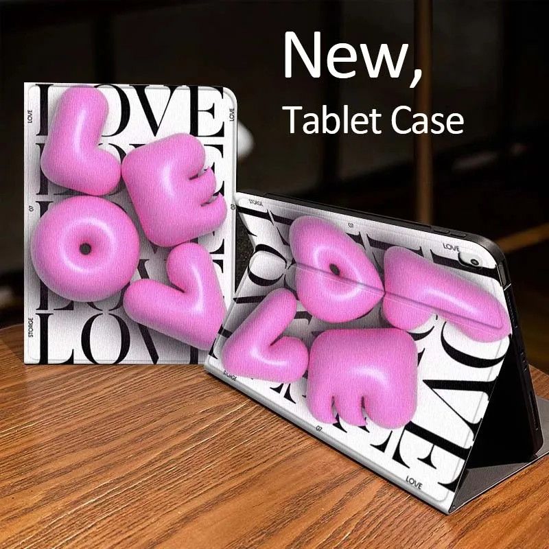 

Golden Love Heart For iPad Pro mini Air 1 2 4 3 5 6 7 8gen 9gen 11 M2 M3 M4 6th 7th 10th 11th Gen 2025 Tablet Case