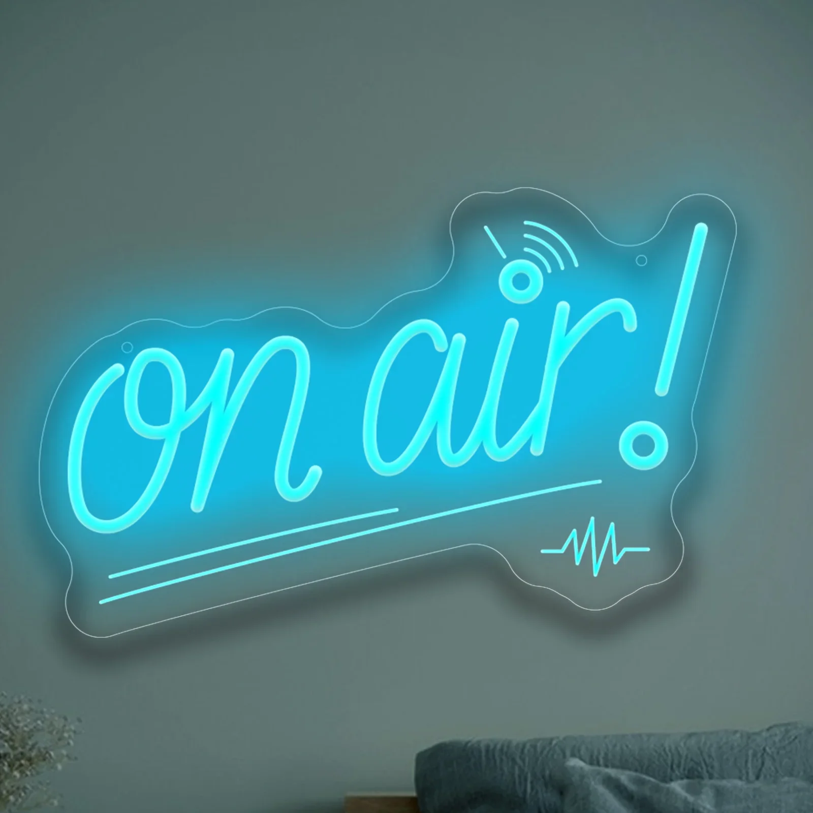On Air Blue Neon Sign Live Streaming LED Wall Art Acrylic USB Powered Dimmable Light For Podcast Studio Room Gaming Decor