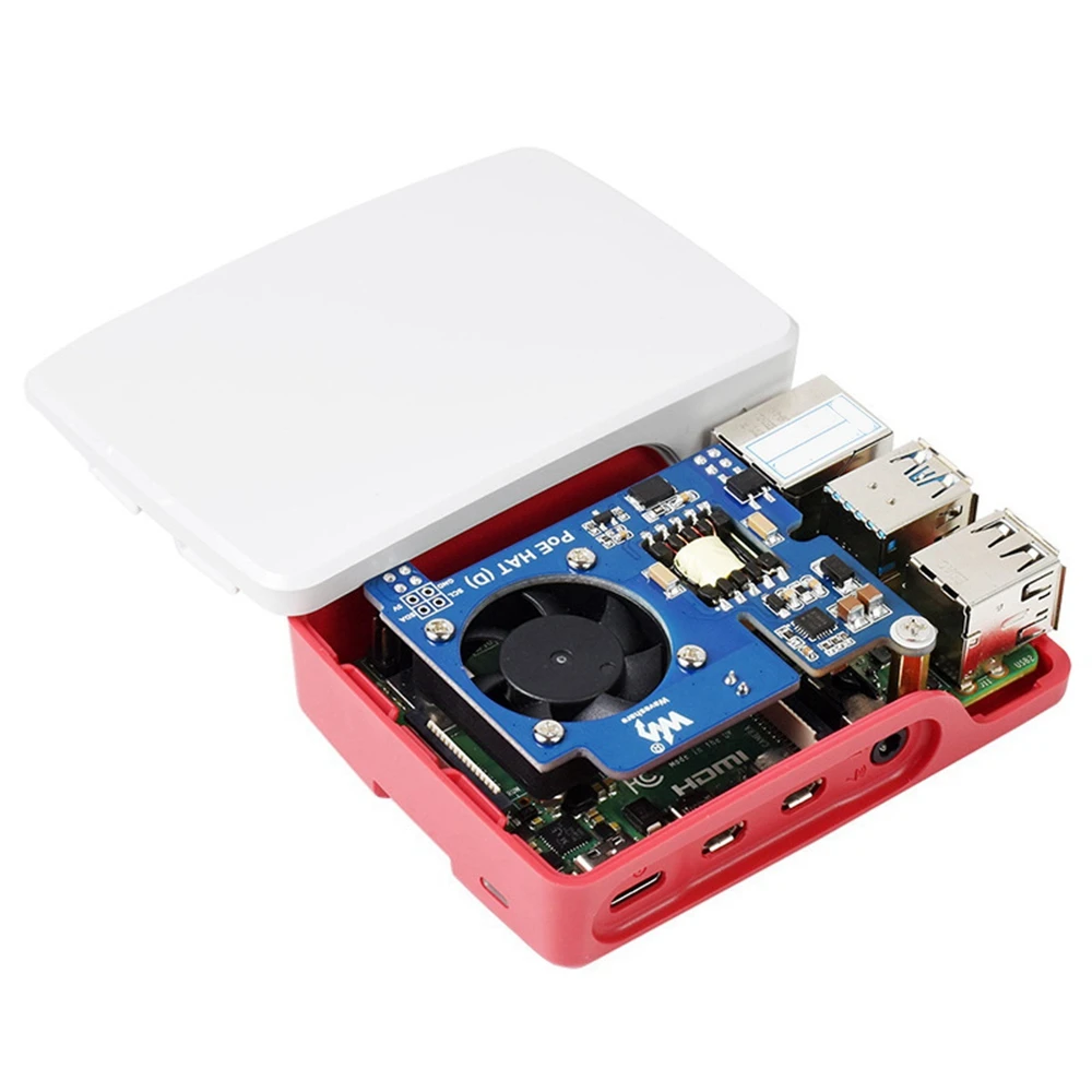 A34M-Waveshare Power Over Ethernet (Poe) HAT لـ Raspberry Pi 4B/3B+IEEE 802.3Af لوحة توسيع شبكة مروحة التبريد