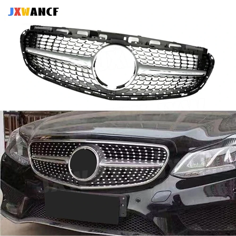 

JXWANCF ABS Front Bumper Grill Bodykits for Benz E Class W212 E250 E300 2013 2014 2015 Front Grill Frame Car Silver Black