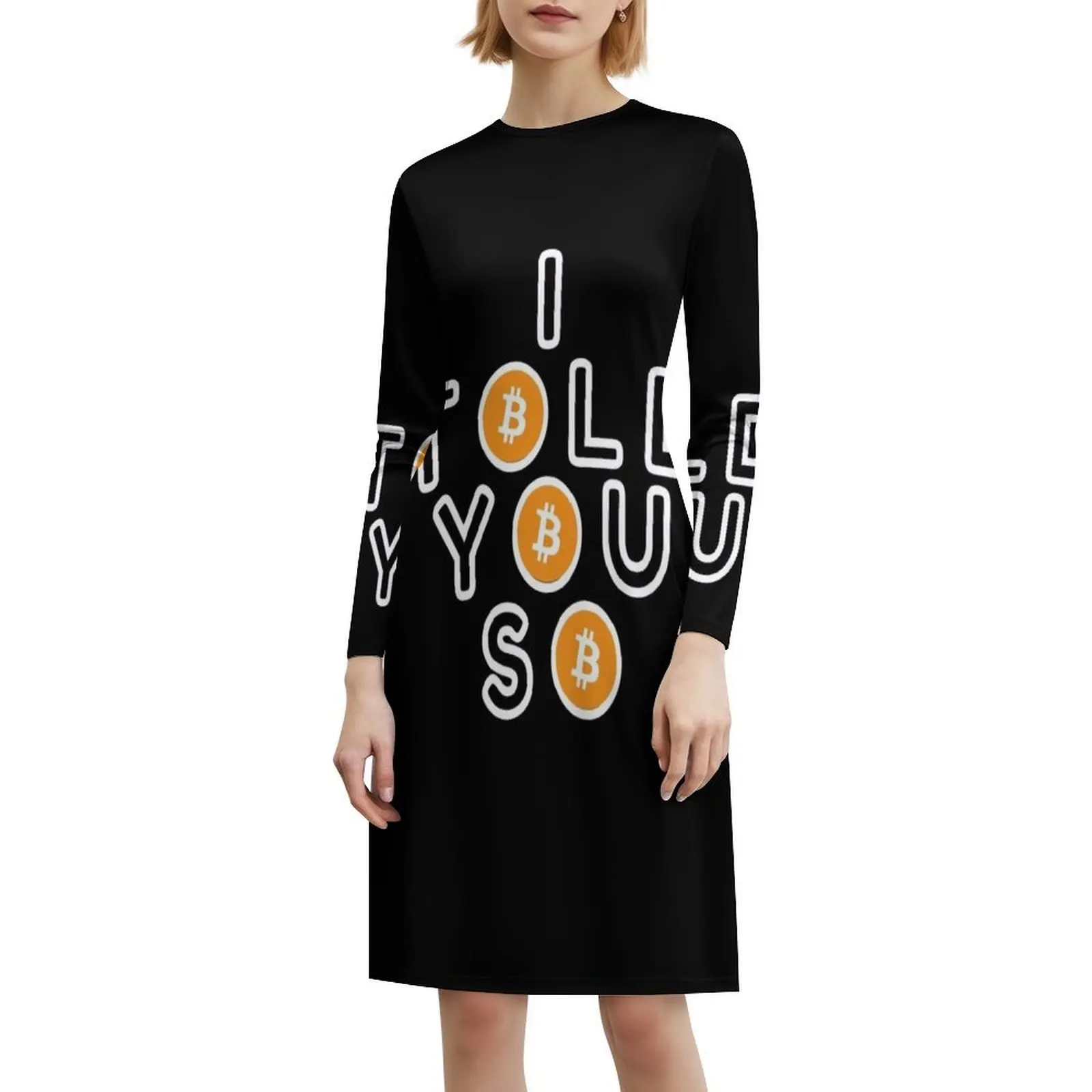 فستان Bitcoin I Told You على الطراز الكوري للنساء، فستان كاجوال أنيق للحفلات أو الارتداء اليومي، Bitcoin Bitcoin Bitcoin #6