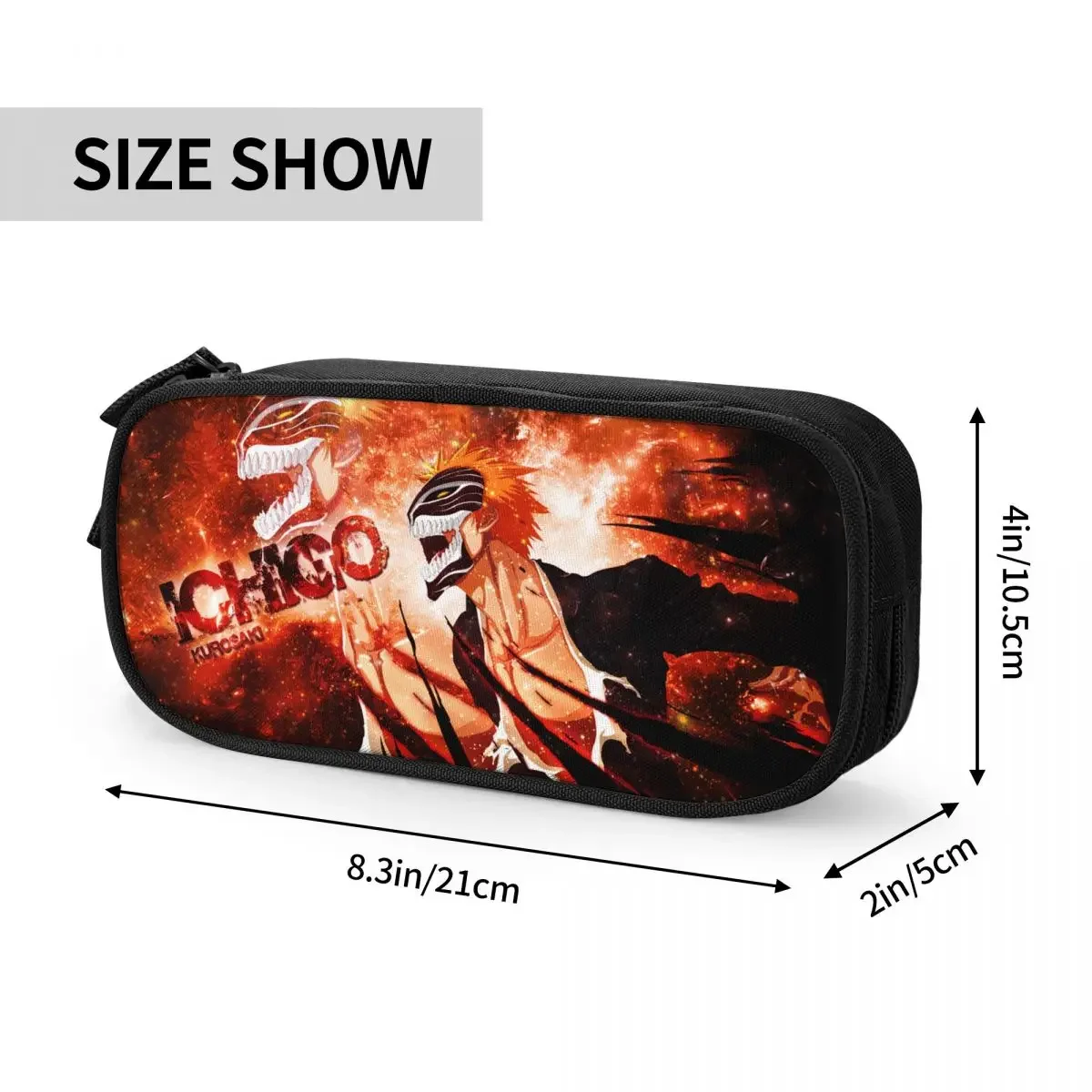 Anime BLEACH Kurosaki Ichigo Big Capacity Pencil Pen Case Office College School Large Storage Bag Pouch Holder Box Organizer