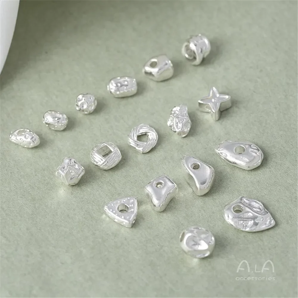 Z419 Copper Silver Irregular-shaped Stone-shaped Spacers, Irregular Spacers, Four-leaf Clover Wool Balls, Beaded Accessories