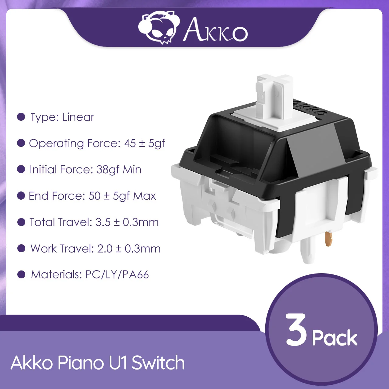 Akko Lineaire Mechanische Toetsenbordschakelaar U1 Piano 45 Stuks