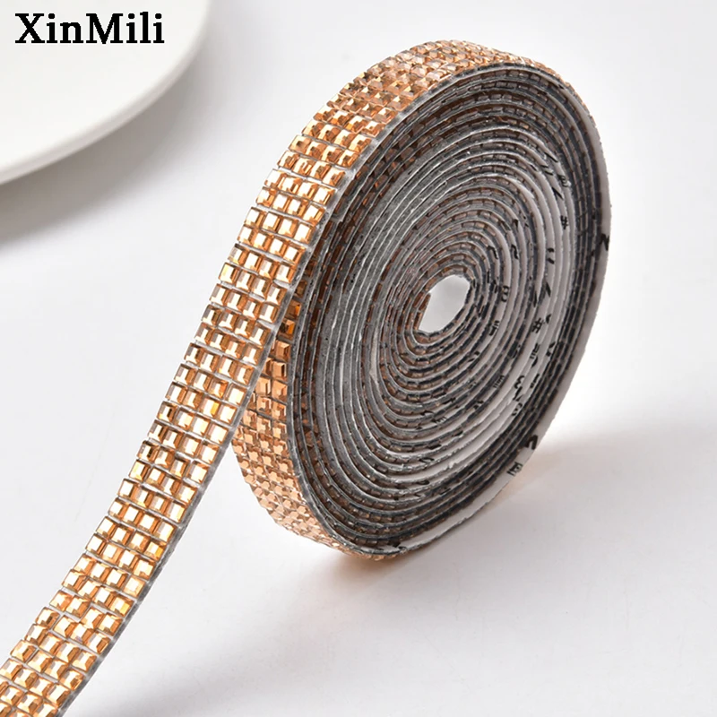 5 Yards White Clear Hot Fix Glitter Square Rhinestone Trim Self Adhesive Strass Ribbon Tape Applique Diy Home Shoes Clothes