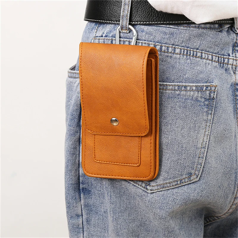 New Universal Leather Case For Mens Waist Pack Belt Clip Bag For Mobile Phone Pouch Holster Casual Belt Clip Bag