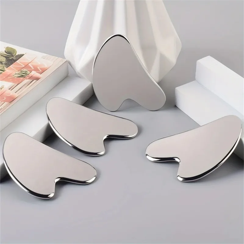 

1pieces Stainless Steel GuaSha Massage Tool Gua Sha Board Beauty Skin Care Facial Tool Natural Universal Facial Silver Metal
