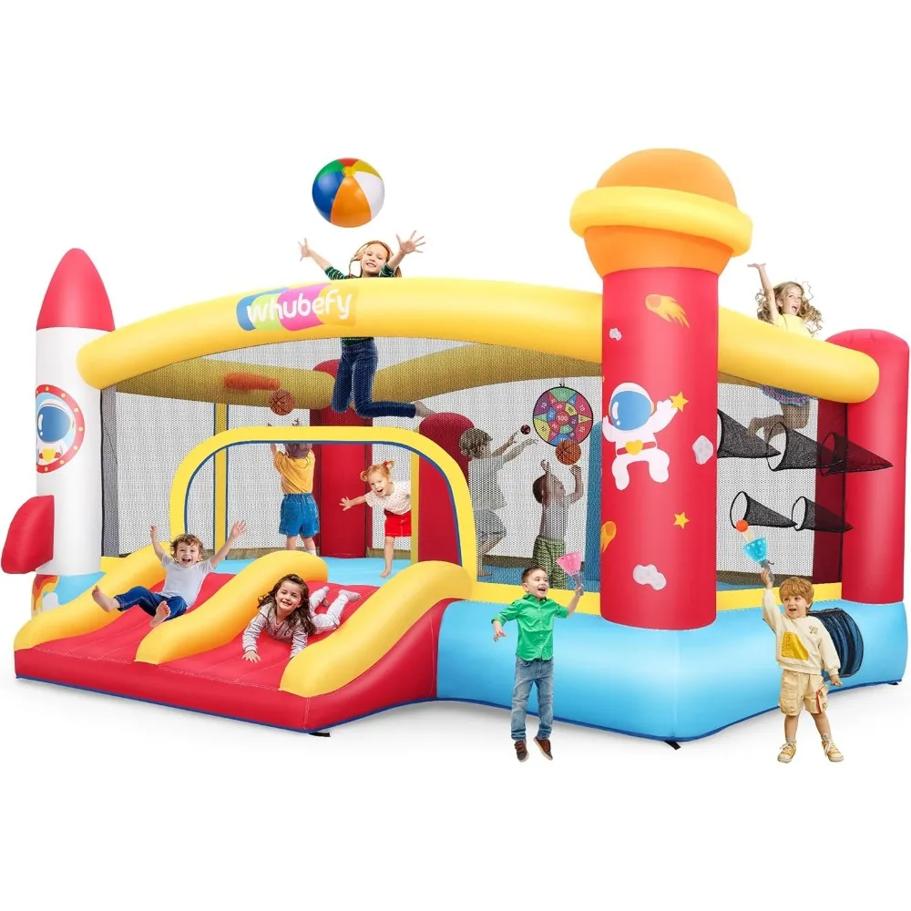 

Whubefy Inflatable Bounce House for Big Kids 8-12 Space Rocket Theme Large Bouncy Castle with Dual Racing Slides, Obstacle