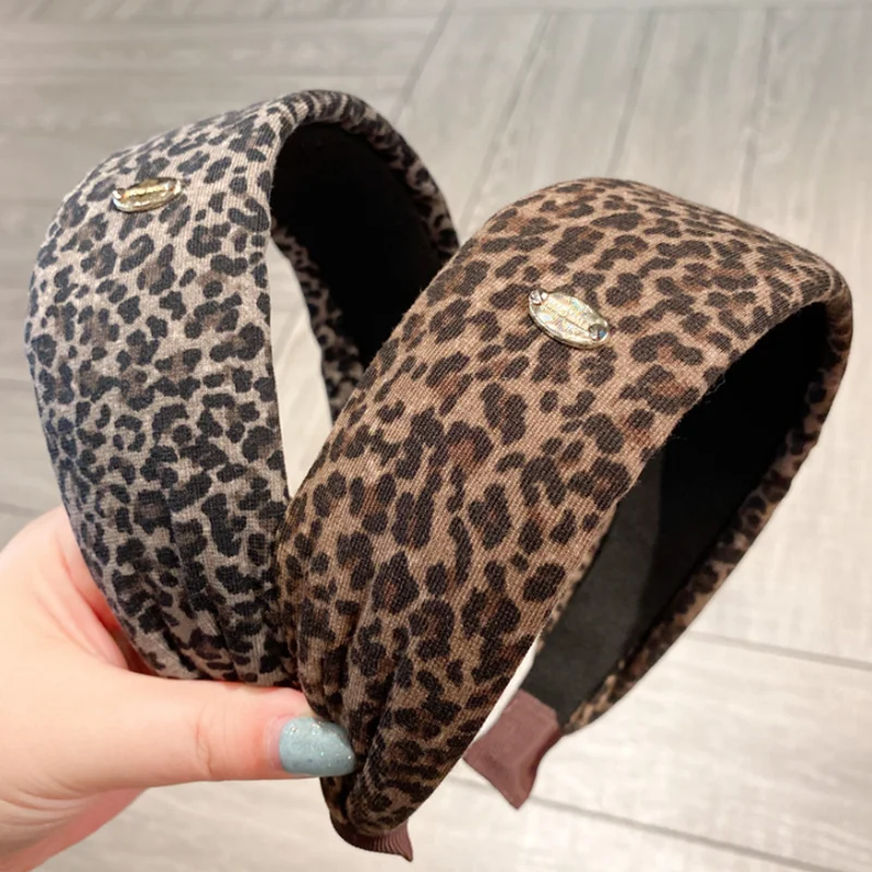 Retro Leopard Print Wide Hair Hoop Headband Women Daily Wear Hair Clip Wash Face Hairbands Fashion Hair Accessories