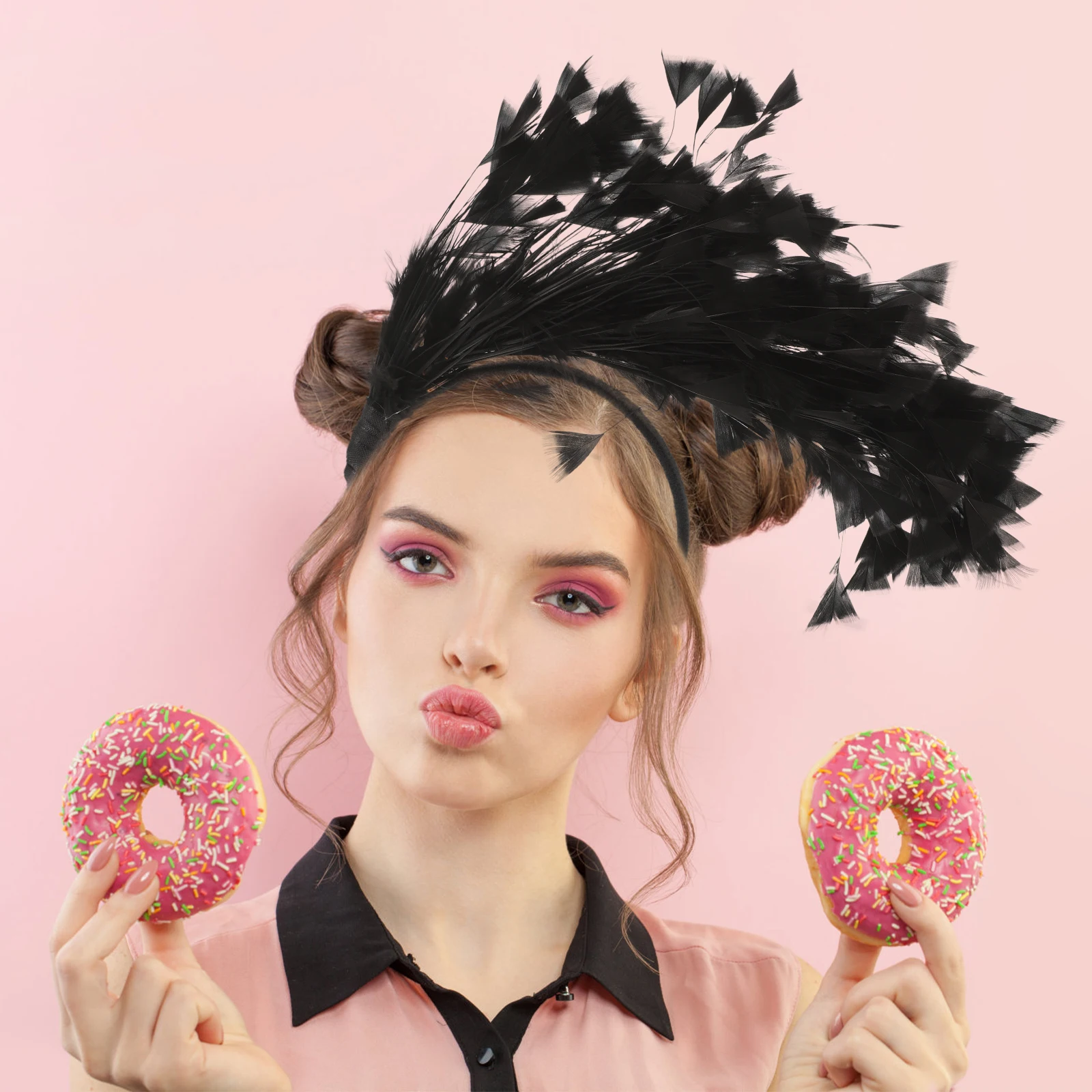 

Carnival Fascinator Headband Decorative Plumage Headpiece for Women Party Banquet Black Color Long Lasting Safe Material