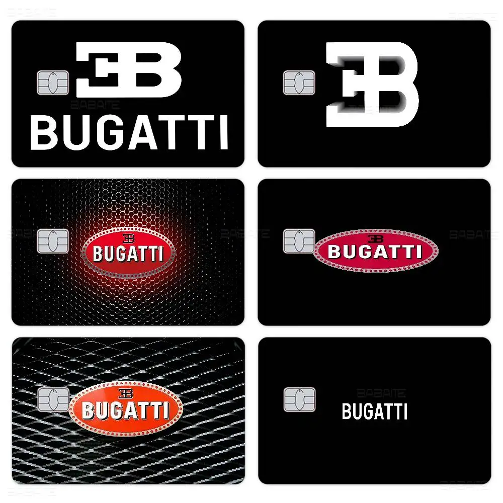 Brand B-Bugatti Credit Card Skin Stickers No Adhesive Residue Water Proof for VISA Credit Card Subway Access Card