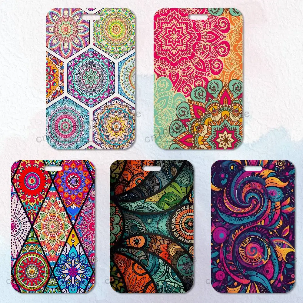 

Mandala Art Colorful Badge Holder Pass Bus Work Card Cover Chest Pocket Students Card Holder Small Gift