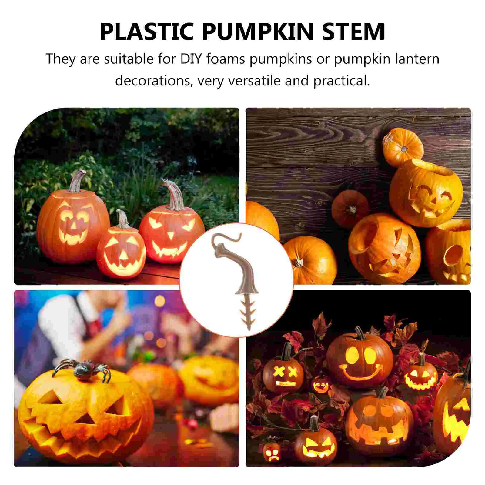 40 Pcs Dried Pumpkin Stems Put Plastic Handle Set Halloween Fake Pumpkins Mini Lanterns