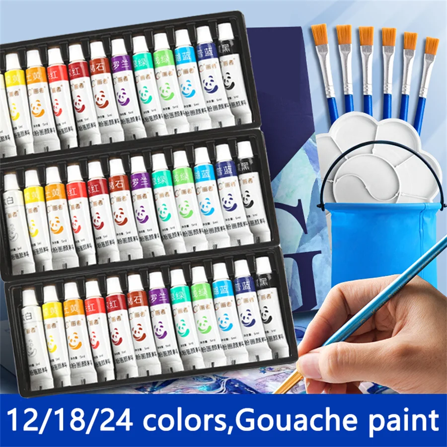 

Набор гуашевых красок, 12/18/24 цвета, тюбики по 5 мл/0,17 унции, обеспечивающие насыщенные цвета для портретов