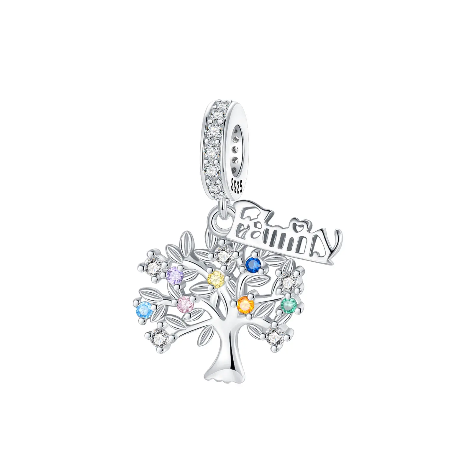 

925 Sterling Silver Charms Tree of Life Family Pendants Zircon Inlay Fit Original Bracelet Necklace DIY Jewelry for Women