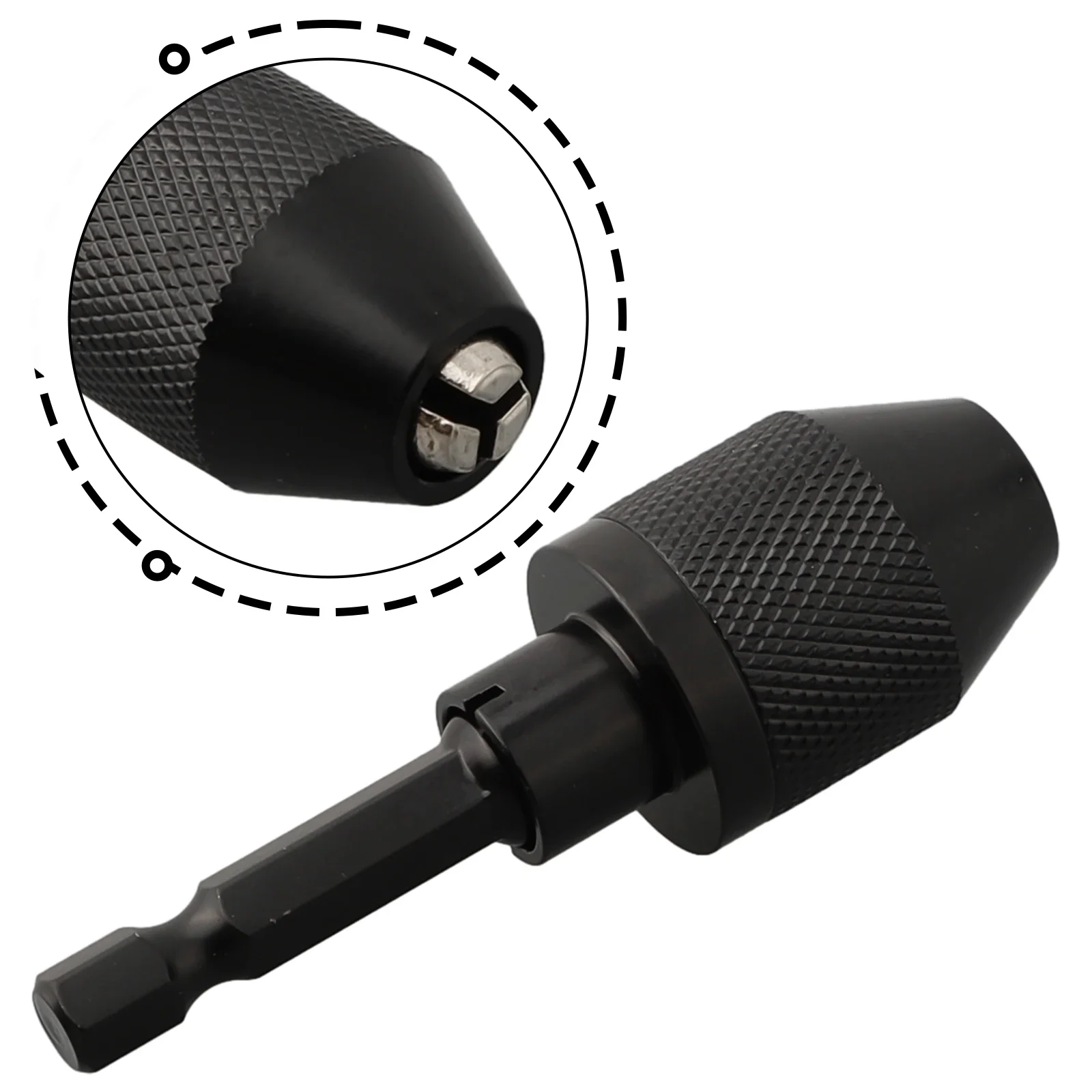 Practical Quality Drill Chuck Keyless Black Adapters 0.3-6.5mm 1pcs Aluminum Alloy Finger Tightens Workholding