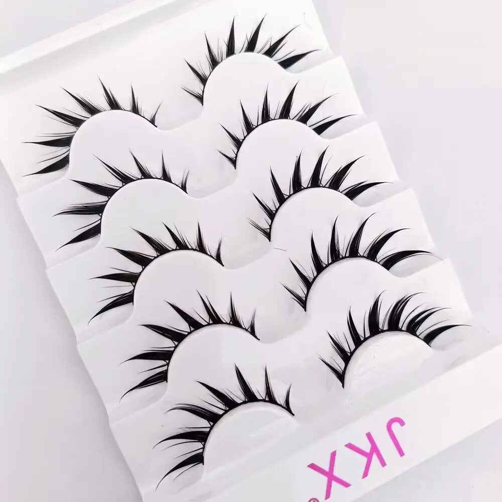 Faux cils de style japonais, maquillage optique, extension de cils, cils cosplay, faux cils manga, 5 paires