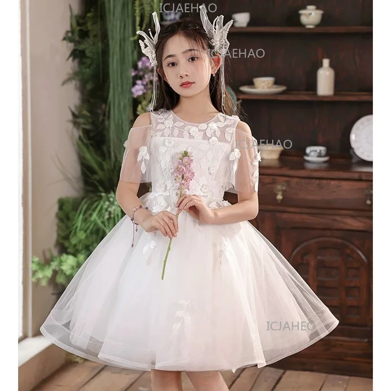 Princess Gown For  Piano Performance Wedding Flower Girl Dress Luxury Niche High-End Kids Fluffy Formal Dress, Stunning Girls