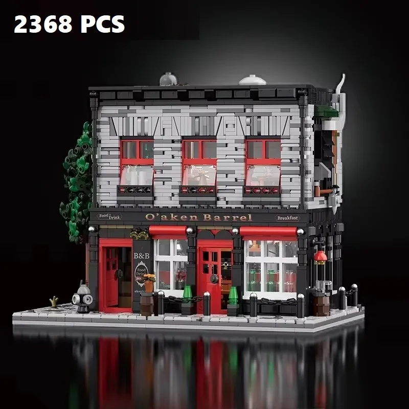 2368pcs NO.66054 Barrel Pub Building Blocks City Street View Assemble Model Bricks Tavern Ornaments Gifts for Holiday