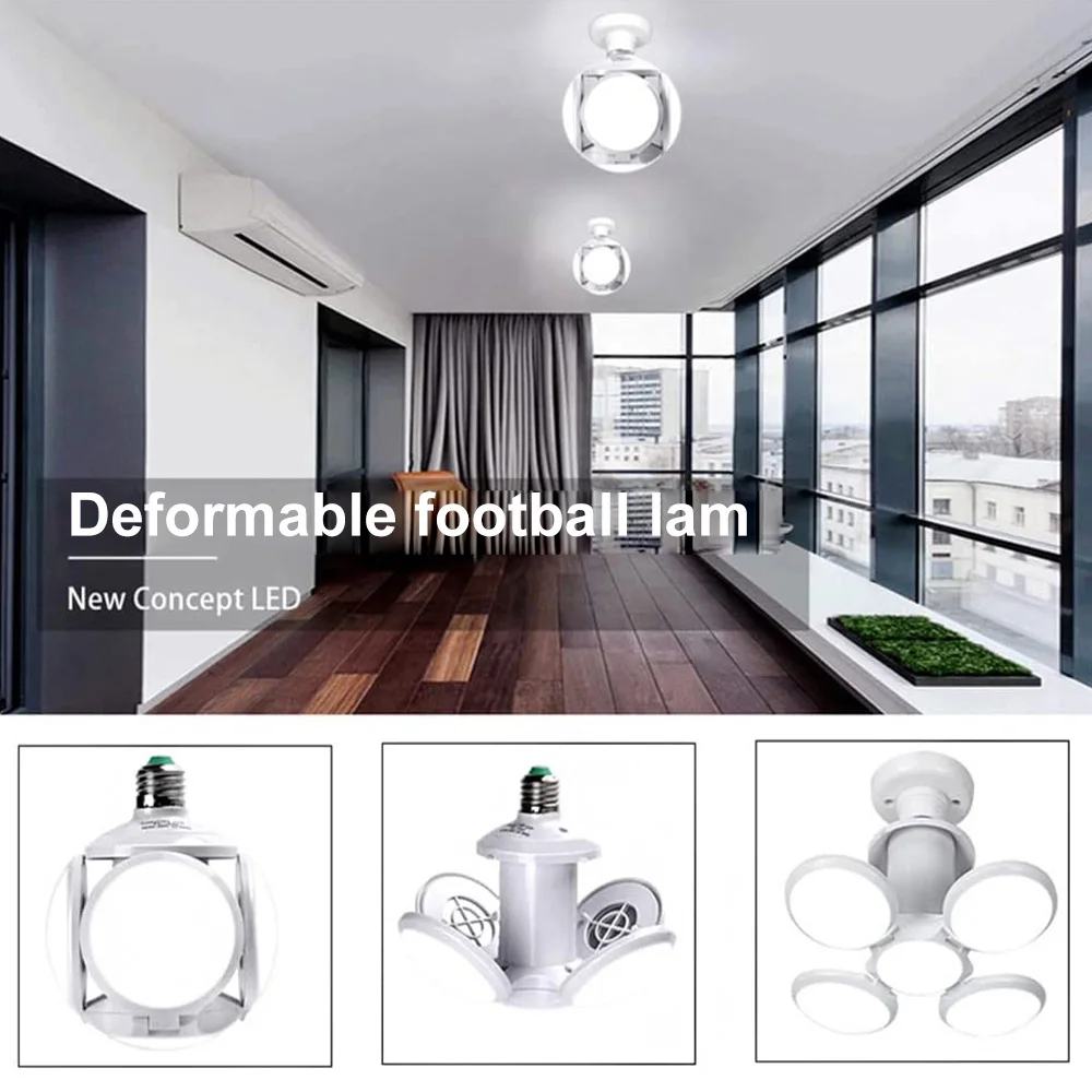 2023 nuova lampadina da calcio a LED E27 40W Lampada pieghevole a 360 gradi AC 220V Lampada faretto a LED luce bianca fredda a Led luce quotidiana