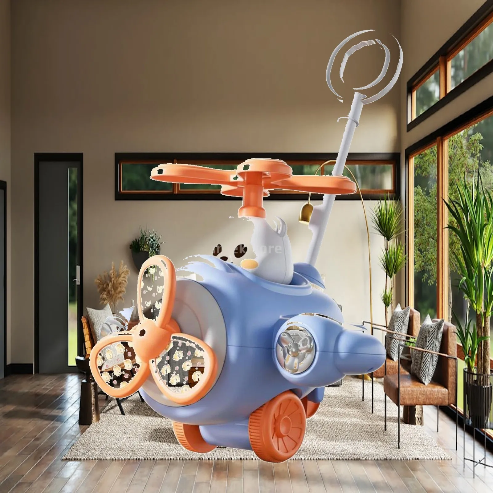 Airplane Push Cart Learn to Walk Aid Young Child Push Along Toy Develops Motor