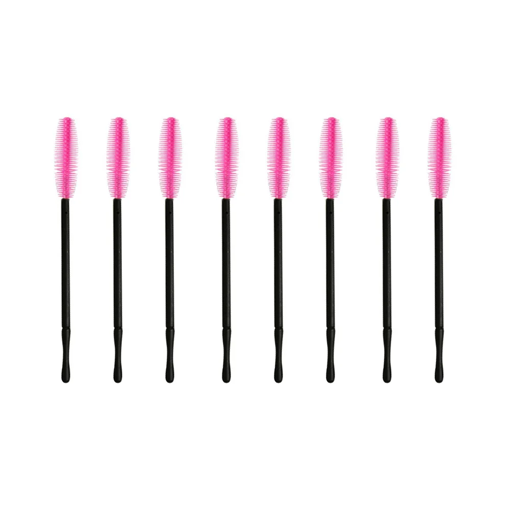 50pcs Disposable Mascara Wands Eyelash Brush Set Eyebrow Comb For Women Quick Clean Makeup Tool Rose Red